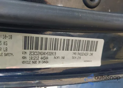 2019 Dodge Challenger Sxt из США, поврежденный, VIN 2C3CDZAGXKH532019